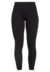 Leggings deportivos negros con una cintura alta, hechos de una tela suave. Presentan un diseño ajustado y una marca mínima en el tobillo.