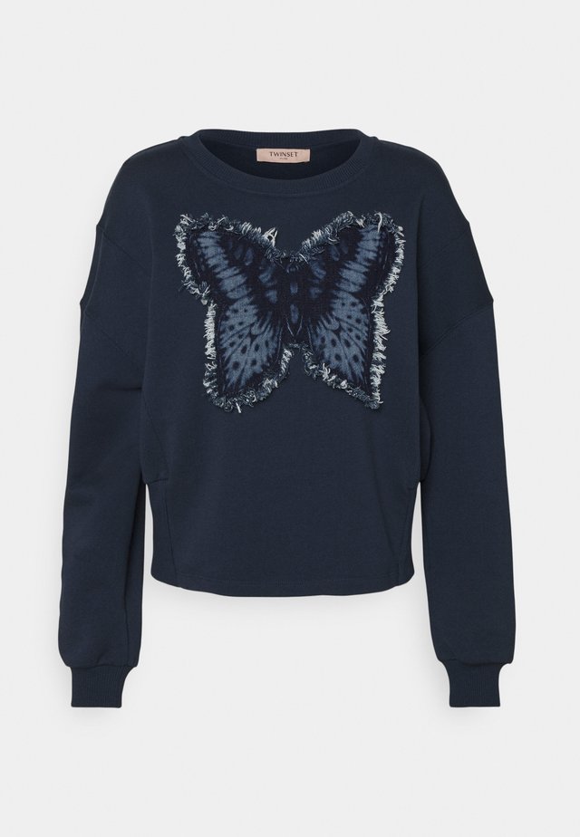 FELPA GIROCOLLO CON FARFALLA - Sweater - indaco