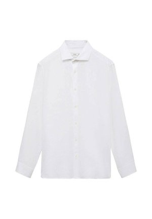 Biele dlhé rukávy košele s button-up zapínaním vyrobené z ľahkého materiálu. Obsahuje klasický golier a priame zakončenie s jemnou textúrou po celom povrchu.