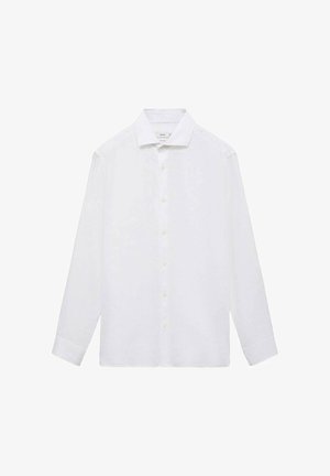 Biele dlhé rukávy košele s button-up zapínaním vyrobené z ľahkého materiálu. Obsahuje klasický golier a priame zakončenie s jemnou textúrou po celom povrchu.