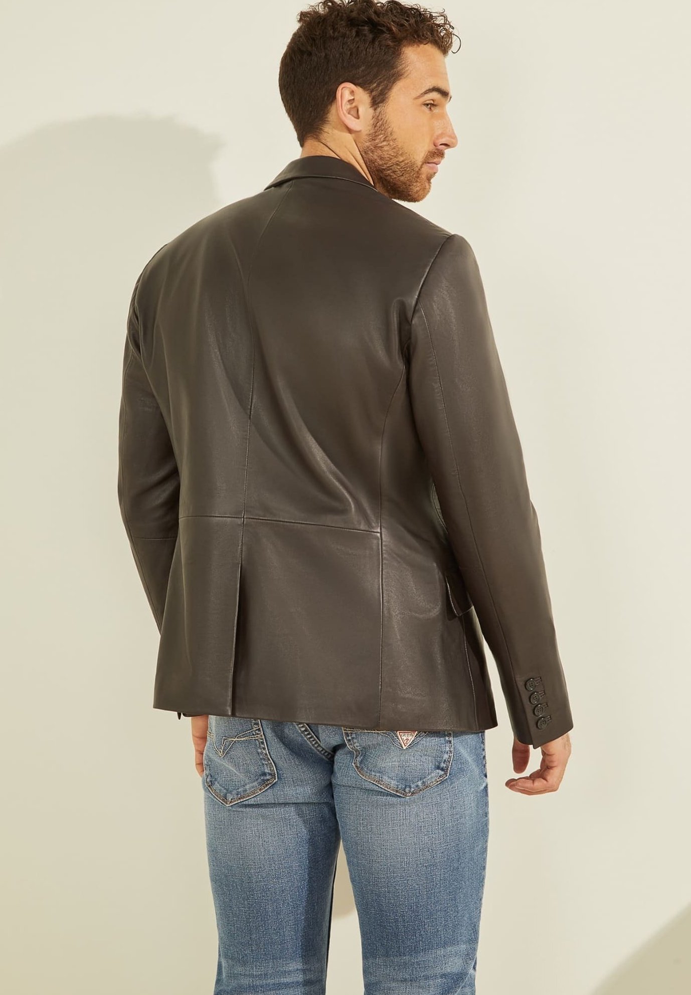 guess lederjacke herren braun