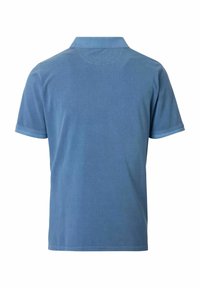 Niebieska bawełniana koszulka polo z klasycznym kołnierzykiem, krótkimi rękawami i gładką teksturą. Posiada haftowane wykończenie na kołnierzyku.