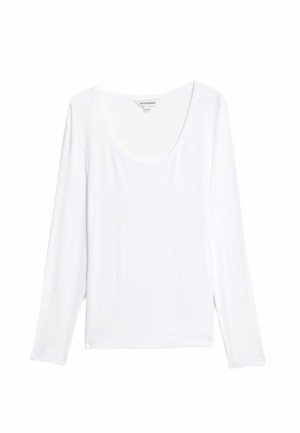 Witte langemouwen t-shirt van zachte stof, met een ronde halslijn en een relaxte pasvorm. Zachte textuur zonder zichtbare patronen of accenten.