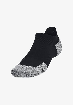 Chaussette de sport noire avec un corps texturé et respirant. Présente une zone d'orteil grise et blanche à motif pour plus de durabilité et de style.