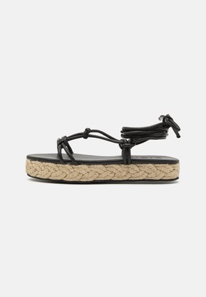LEATHER - Sandali con plateau - black