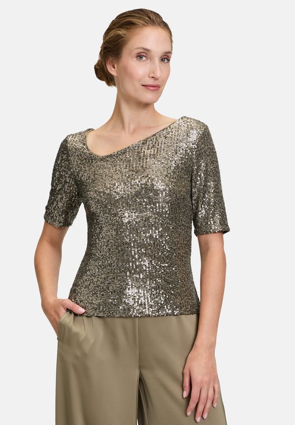 MET PAILLETTEN MET GLANSEFFECT - Bluse - turf