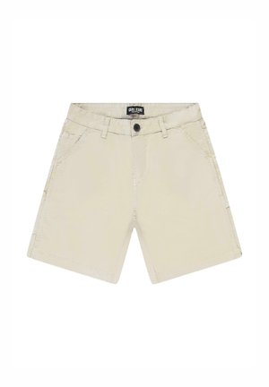 Beige shorts gemaakt van een katoenen mixstof. Kenmerken zijn onder andere een klassiek vijf-pocket ontwerp, ritssluiting en stevige stikdetails.