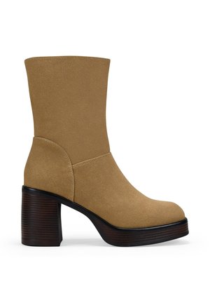 DE CON CREMALLERA - Botines con plataforma - arena