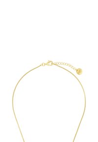 Goldkette mit einem dünnen, filigranen Design. Verfügt über einen Karabinerverschluss und eine verstellbare Länge mit einem kleinen runden Anhänger.