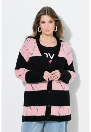 REGULAR FIT BLOCKSTREIFEN HERZ-MUSTER - Cardigan - black