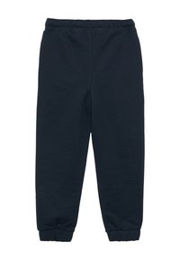 Marineblauwe sweatpants gemaakt van een katoenmix, met een elastische tailleband en boordjes voor een comfortabele pasvorm.