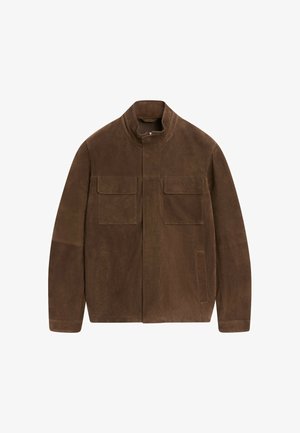 Massimo Dutti, Veste en cuir - dark brown