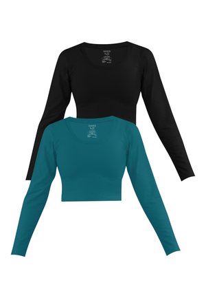 CROP PACK - Langarmshirt - petrol schwarz