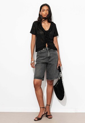 Promod, T-SHIRT DENTELLE ET VOLANTS - Blouse - noir