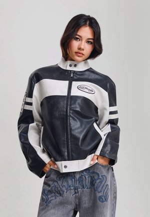 Ed Hardy, WOMENS LOS ANGELES RELAXED FIT MOTO JACKET - Giacca in similpelle - black