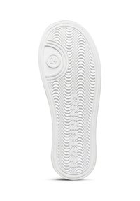 Bílá guma podrážka boty se zvlněným vzorem, vyraženým nápisem "NATURINO" a velikostí "24". Hladký povrch a zaoblený design podpatku.