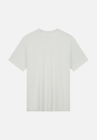 Witte katoenen t-shirt met korte mouwen, ronde halslijn en een soepele textuur. Geen graphics of patronen; eenvoudige achterzijde.