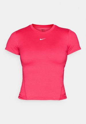 Rožinė sportinė marškinė, pagaminta iš glotnaus audinio, su trumpomis rankovėmis ir apvaliu iškirpimu. Išskirtinis baltas Nike logotipas, esantis krūtinėje.