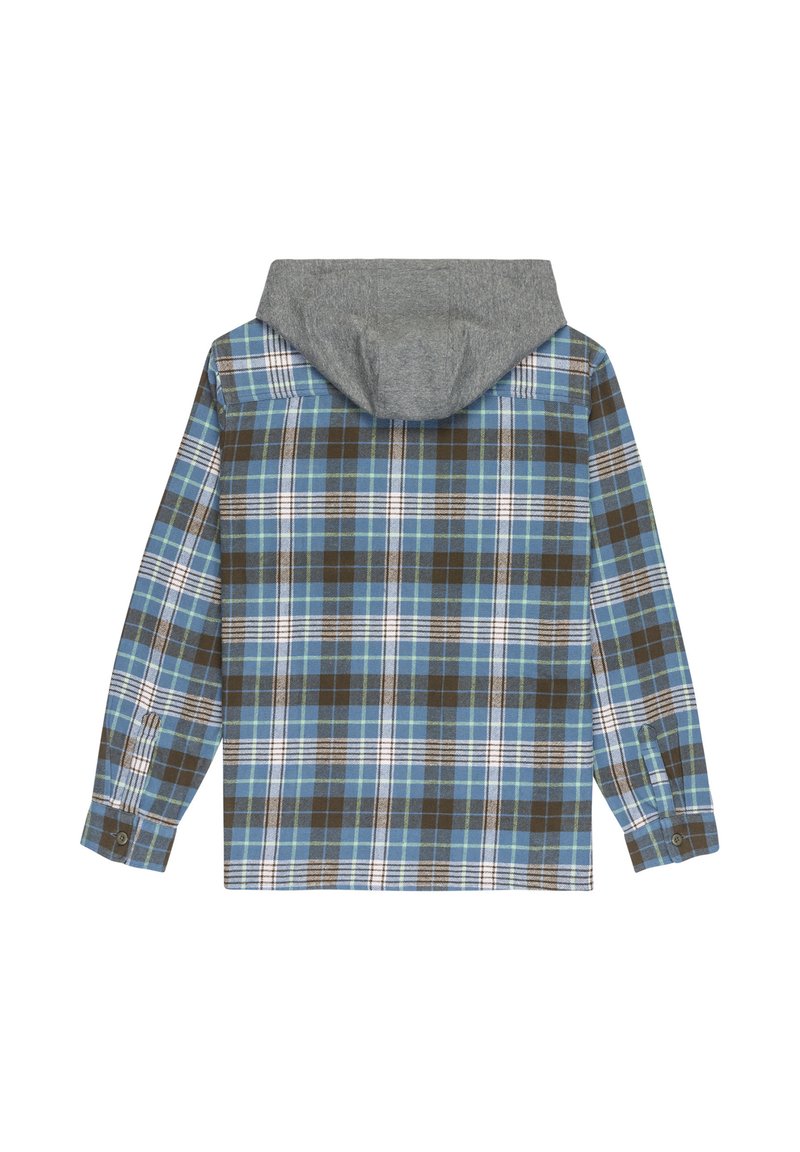 Kapuze Blaue Flanell Jacke Herren Kariert Flanell Hemd Jacke Voll