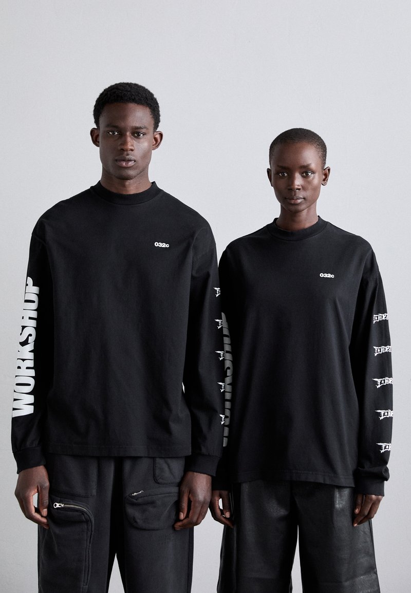 032c NERVE SHATTER BOXY LONGSLEEVE UNISEX - Long sleeved top - faded black