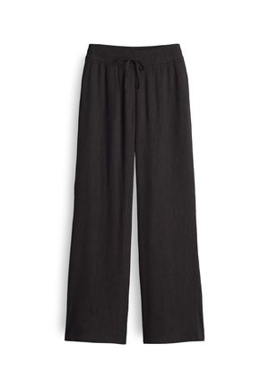 OPUS HIGH RISE LONG WIDE FIT CRINKLE - Trousers - midnight brown