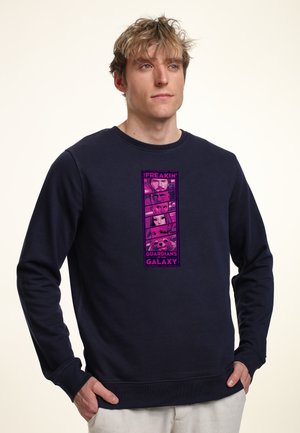 Navy Sweatshirt aus Baumwolle mit langen Ärmeln und gerippten Bündchen, mit einem zentralen grafischen Druck in Lila für "Guardians of the Galaxy".