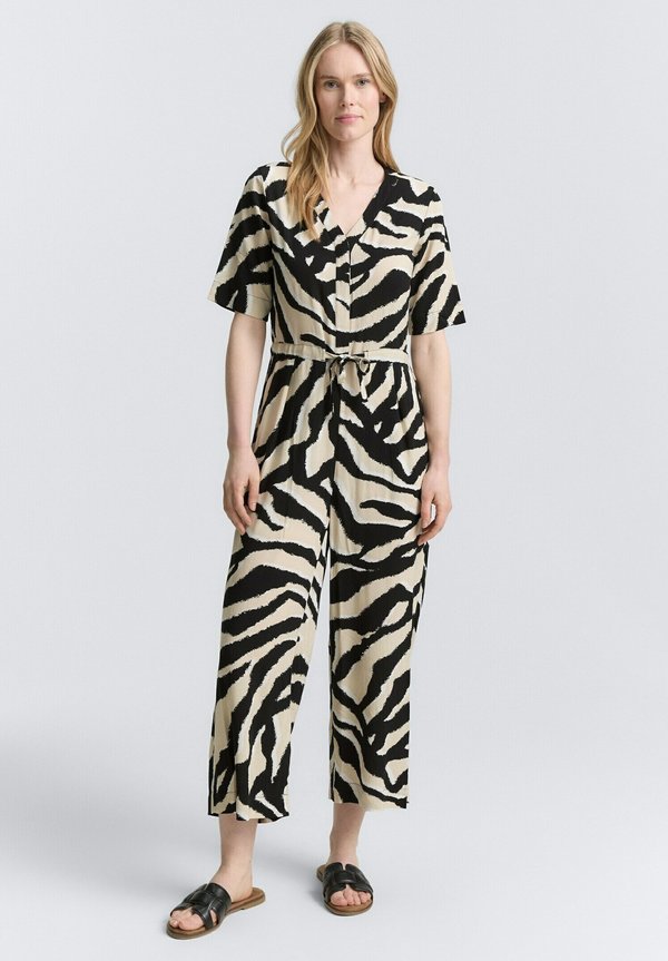 OVERALLS MIT MUSTER - Jumpsuit - abstract beige zebra