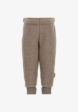 Bélelt babanadrág világosbarna színben, puha anyaggal, rugalmas derékrésszel és bordázott passzékkal a kényelmes illeszkedésért. Kis címke az oldalán.