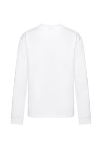 Long-sleeve shirt in white cotton, featuring a crew neckline and standard fit. Simple design with no visible graphics or embellishments.