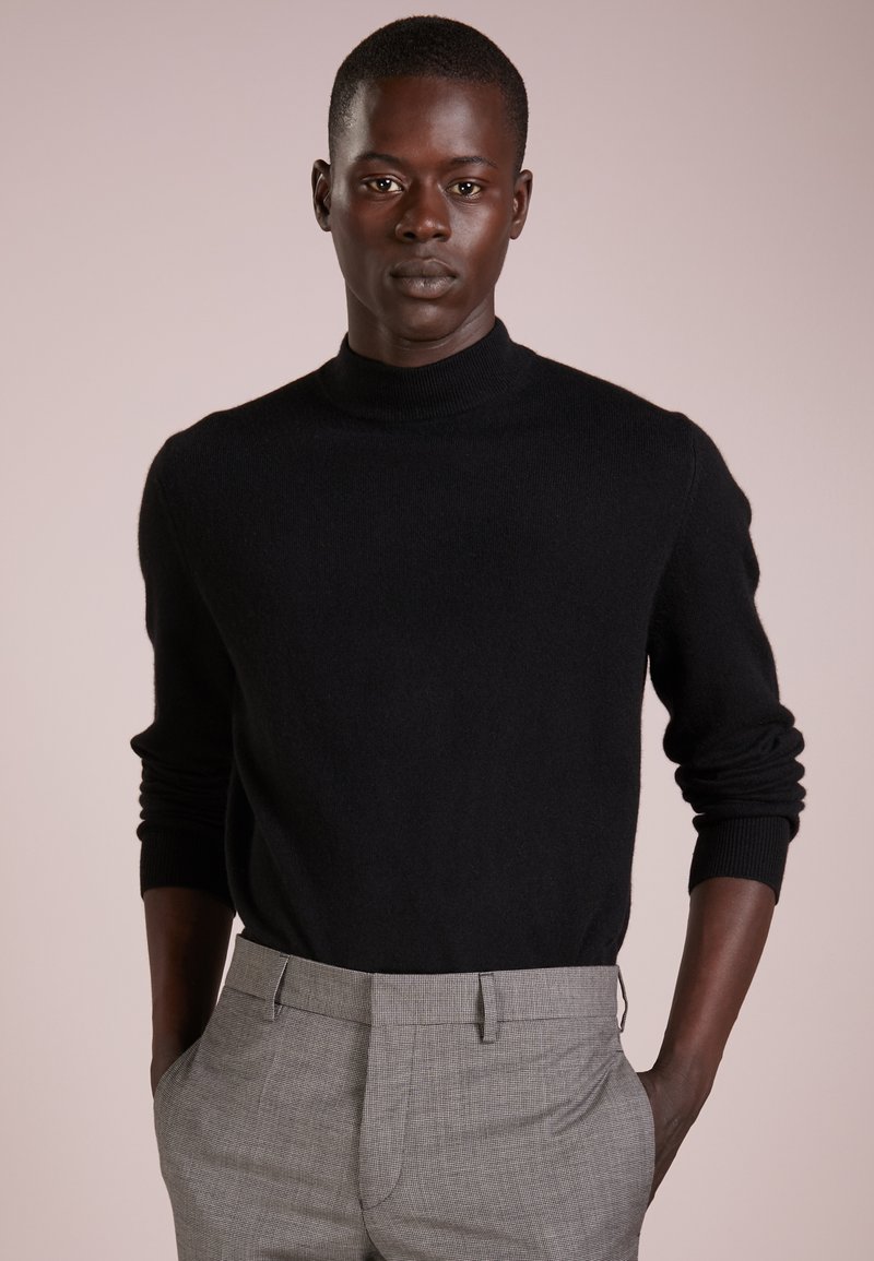 pure cashmere MEN MOCK NECK SWEATER - Pulover - black