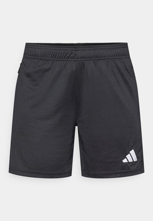 Pantaloncini sportivi neri realizzati in tessuto leggero, con vita elastica e un logo bianco come dettaglio sulla parte inferiore della gamba destra.