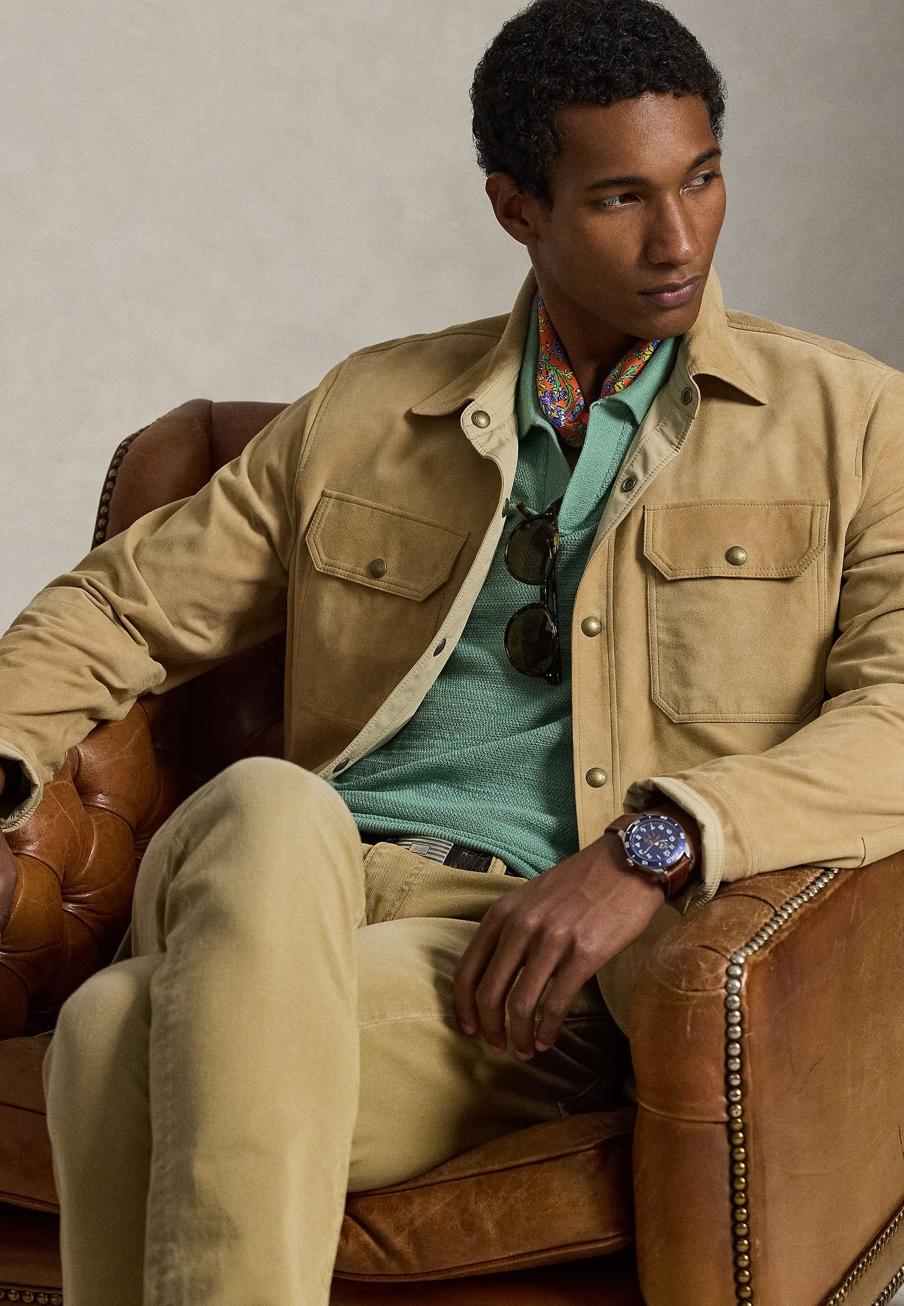 Polo Ralph Lauren REVERSIBLE SUEDE-TAFFETA SHIRT JACKET - Leather