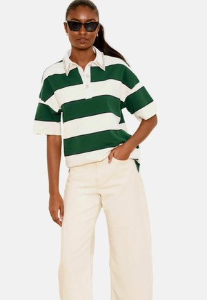 Lipsy, EMBELLISHED COLLAR SHORT SLEEVE RUGBY POLO TOP - Poloshirts - green white striped