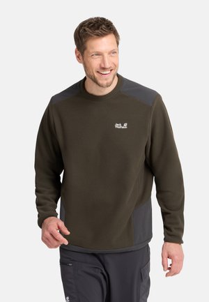 Jack Wolfskin, COLD RIDGE CREWNECK M - Fleecepullover - obsidian moss