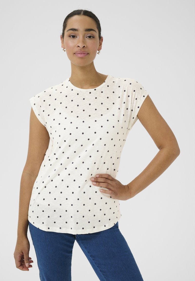 Kaffe KACLAUDI - T-shirt imprimé - chalk w midnight marine dots