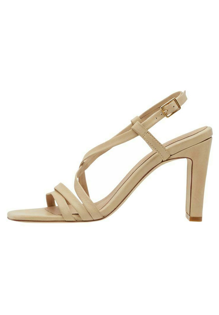 Zwarte leren sandalen met hak - Dames | MANFIELD