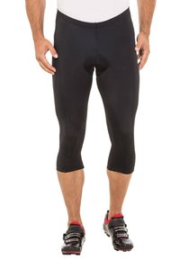 Shorts da ciclismo neri con un design aderente, taglio alla ginocchia e area imbottita per il comfort. Tessuto morbido con vita elasticizzata.