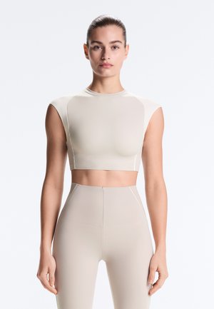 OYSHO REFLECTIVE COMPRESSIVE TANK TOP - T-shirt BH - mottled beige