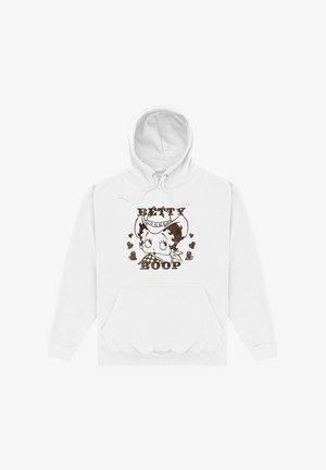 Biała bluza z kapturem z graficznym nadrukiem postaci oraz napisem "BETTY BOOP" i motywami serca. Wykonana z miękkiej tkaniny, posiada kieszeń z przodu.