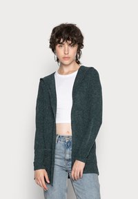 Vero Moda VMDOFFY OPEN HOOD CARDIGAN  - Casaco de malha - sea mossdetail/black melange