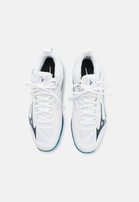 Mizuno WAVE DIMENSION MID - Volejbalové boty - white/moroccan blue/silver