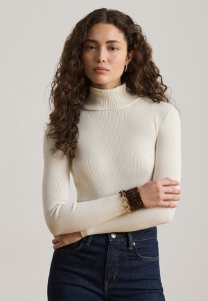 Lauren Ralph Lauren, COTTON-BLEND RIBBED TURTLENECK - Jersey de punto - mascarpone cream