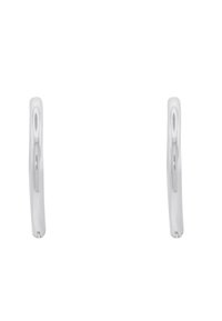 Orecchini a cerchio in argento con un design elegante e minimalista. Superficie liscia con una finitura lucida, caratterizzati da una forma arrotondata e una chiusura senza giunzioni.