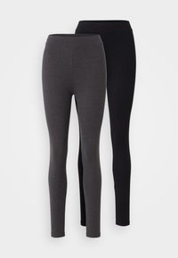 2 PACK  - Leggings - Trousers - black/mottled dark grey
