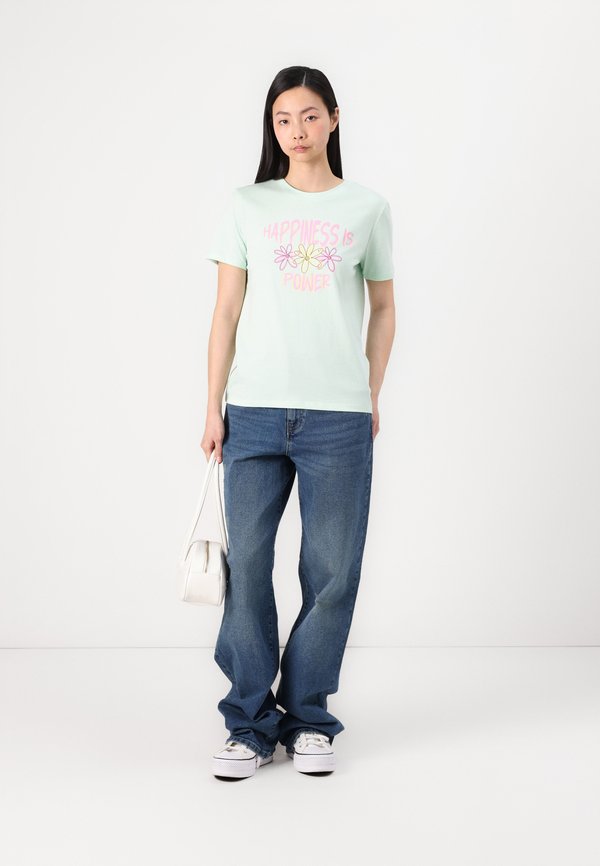 PCMOLLY O NECK TEE - Print T-shirt - dusty aqua2