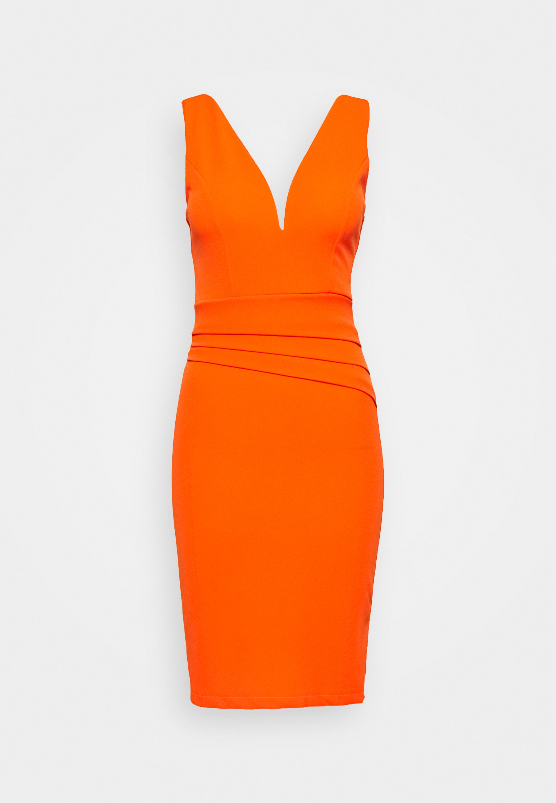 Wal G V Neck Pleat Detail Midi Dress Etuikjole Orange Oransje Zalando No