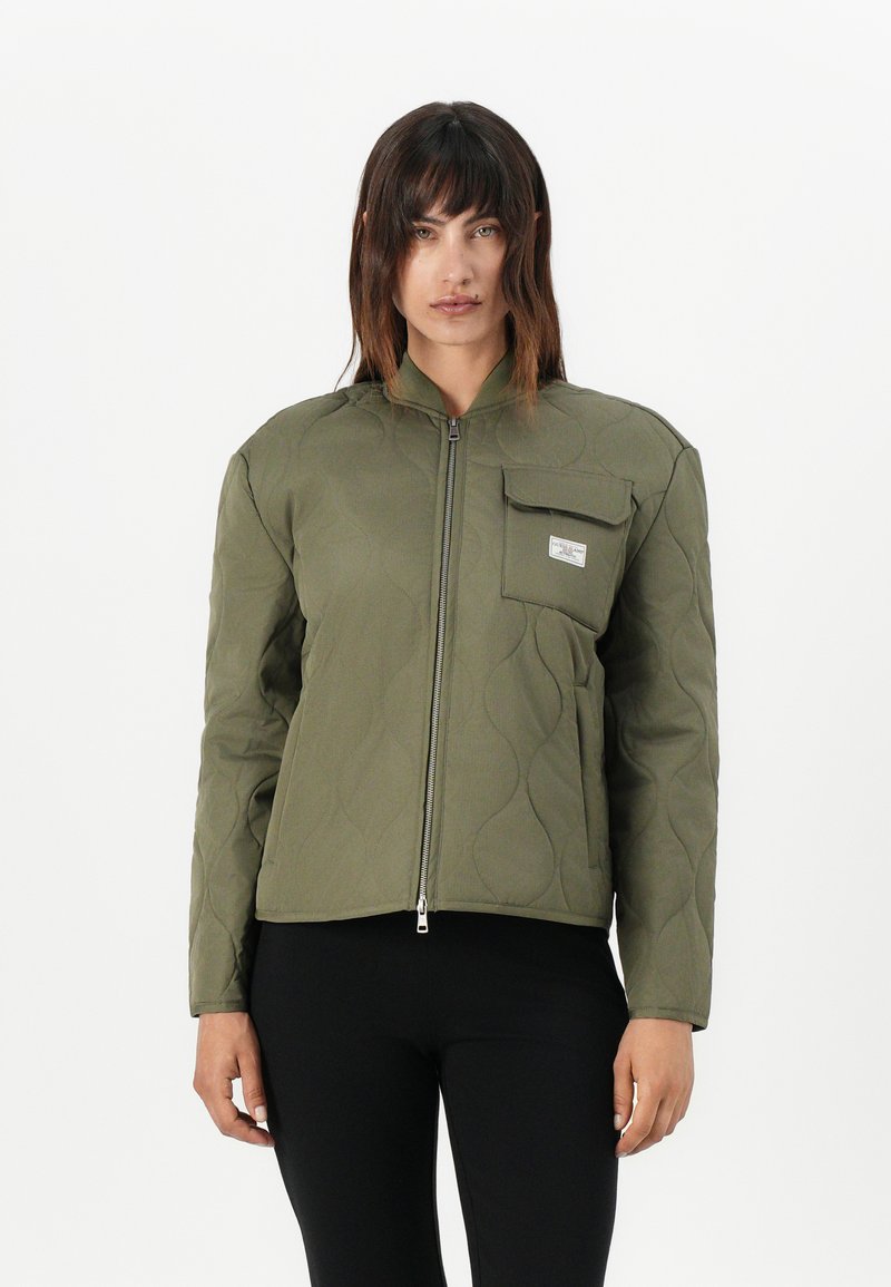 Guess Jeans QUILTED PUFFER JACKET - Bomber-jakk - olive light green