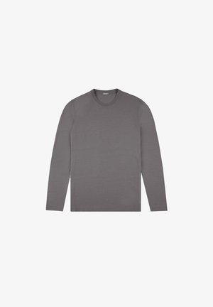 Grijze langekleedshirt van zachte katoen, met een ronde halslijn, normale pasvorm en zonder zichtbare patronen of versieringen.