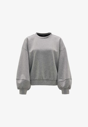 Grijze sweatshirt met een ronde hals, verlaagde schouder naden en elastische manchetten. Gemaakt van zachte stof met een gladde textuur en een comfortabele pasvorm.