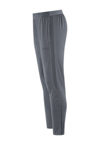 Graue Sporthose mit elastischem Bund, seitlichem Netzdetail und JAKO-Logo. Verfügt über einen geraden Schnitt und verstärkte Säume.